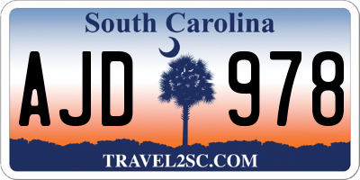 SC license plate AJD978