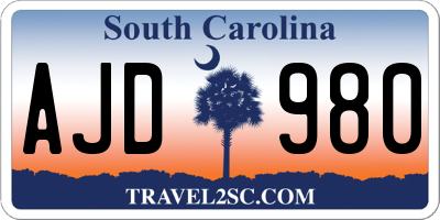 SC license plate AJD980