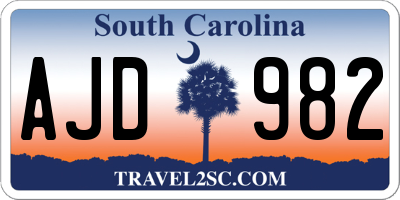SC license plate AJD982