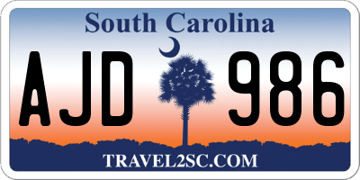 SC license plate AJD986