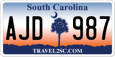 SC license plate AJD987