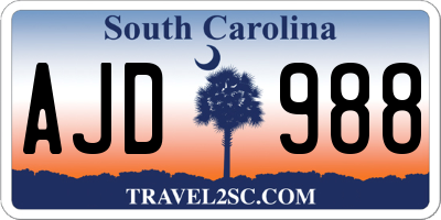 SC license plate AJD988