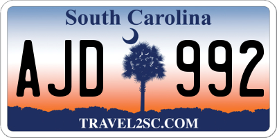 SC license plate AJD992