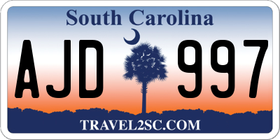 SC license plate AJD997