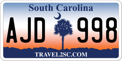 SC license plate AJD998