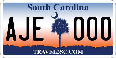 SC license plate AJE000