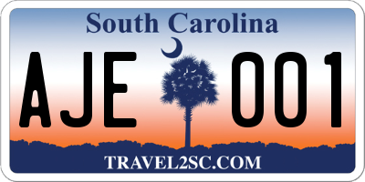 SC license plate AJE001