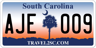 SC license plate AJE009