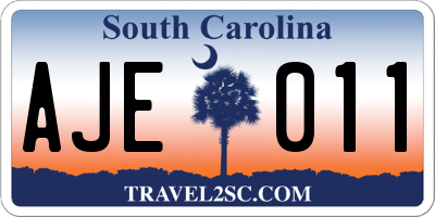 SC license plate AJE011