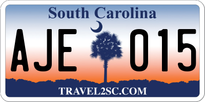 SC license plate AJE015
