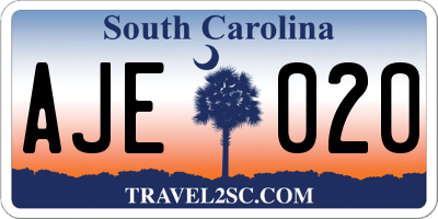 SC license plate AJE020