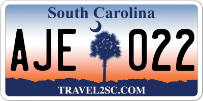 SC license plate AJE022
