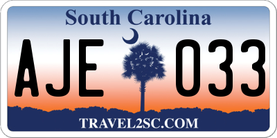 SC license plate AJE033