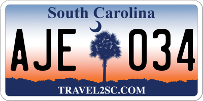 SC license plate AJE034