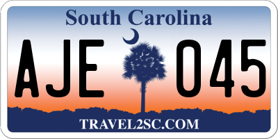 SC license plate AJE045