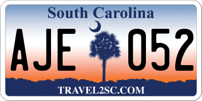 SC license plate AJE052