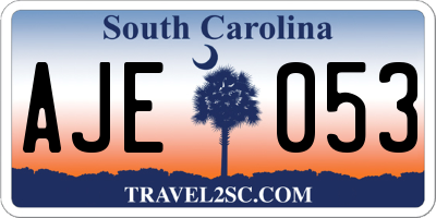 SC license plate AJE053