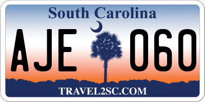 SC license plate AJE060