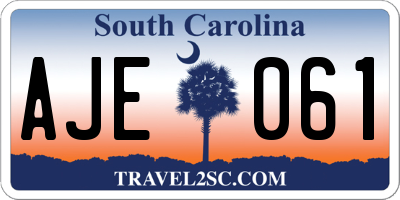 SC license plate AJE061