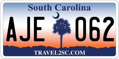 SC license plate AJE062