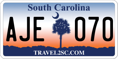 SC license plate AJE070