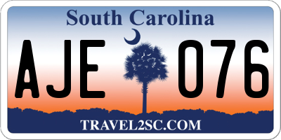 SC license plate AJE076