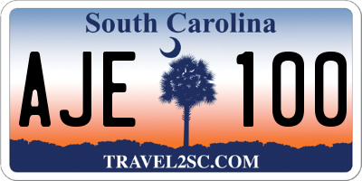 SC license plate AJE100