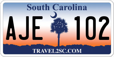 SC license plate AJE102