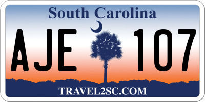 SC license plate AJE107