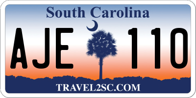 SC license plate AJE110