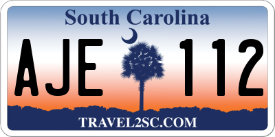 SC license plate AJE112