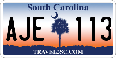 SC license plate AJE113