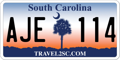SC license plate AJE114