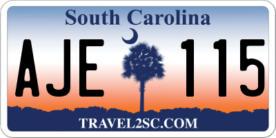 SC license plate AJE115