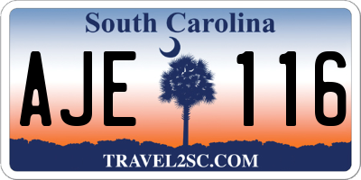 SC license plate AJE116