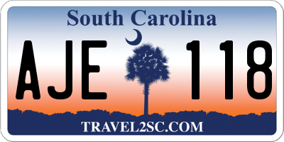 SC license plate AJE118