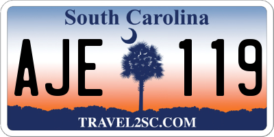 SC license plate AJE119