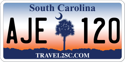 SC license plate AJE120