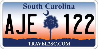 SC license plate AJE122