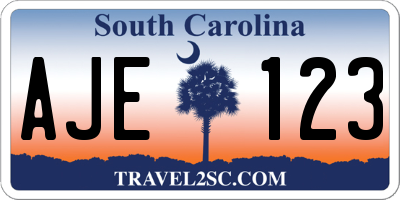 SC license plate AJE123