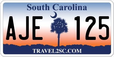SC license plate AJE125