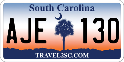 SC license plate AJE130