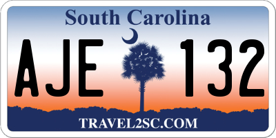 SC license plate AJE132