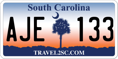 SC license plate AJE133