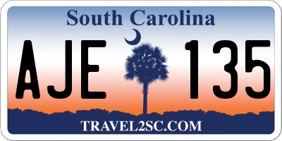 SC license plate AJE135