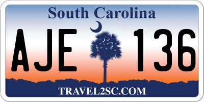 SC license plate AJE136