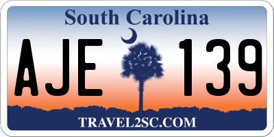 SC license plate AJE139