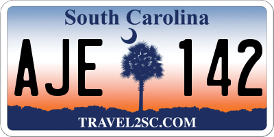 SC license plate AJE142