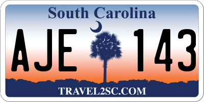 SC license plate AJE143