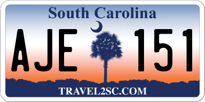 SC license plate AJE151